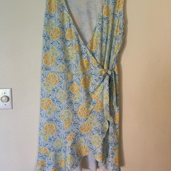 LANDS' END Large Ruffle Hem Cover-up Wrap Dress UPF 50 - Picture 3 of 8